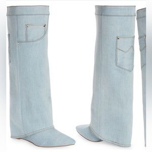 Azalea Wang Denim Cowgirl Boots 6.5